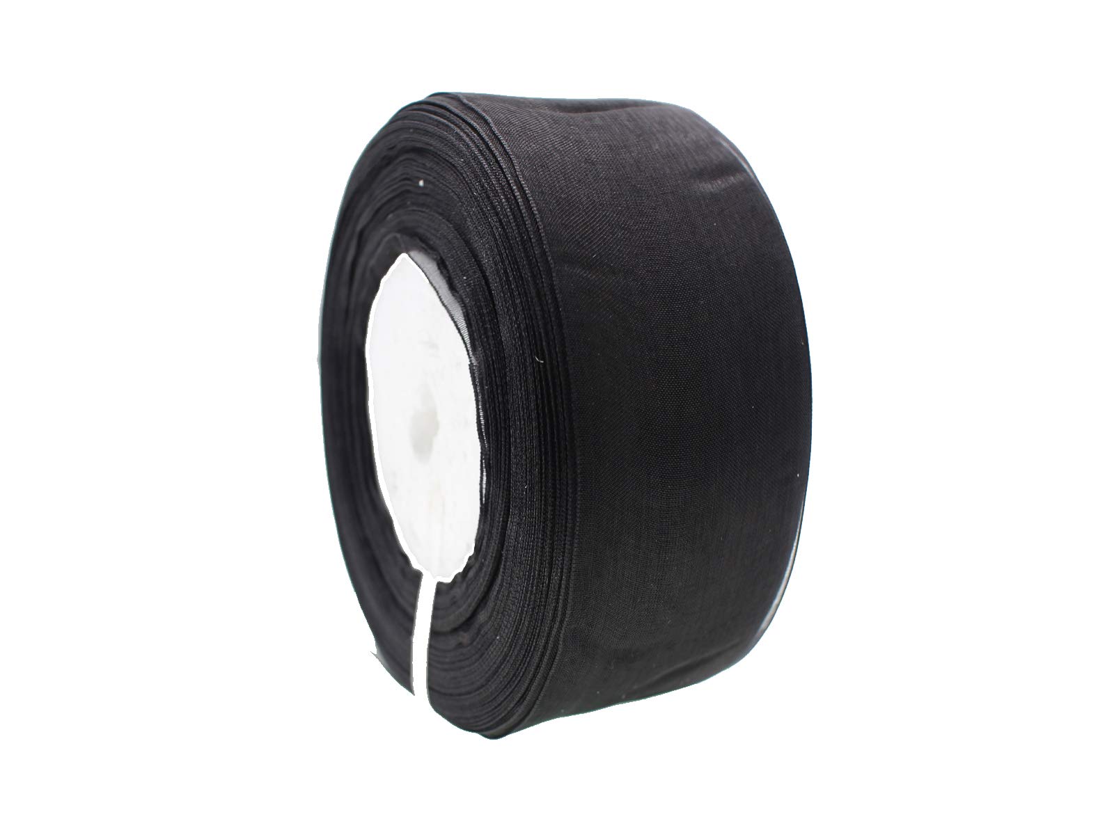 Organza Ribbon 1.5 Inch 50 Yards Shimmer Sheer Ribbon for Gift Wrapping Decoration Crafts DIY (1.5 Inch, 638039 Black) — image 1