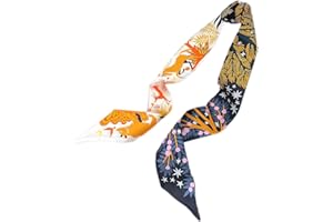 COtheSumay 100% Mulberry Silk Scarf for Handbags,Bags, and Purse，Hair Ribbon Skinny Neck Fashion Scarves for Women