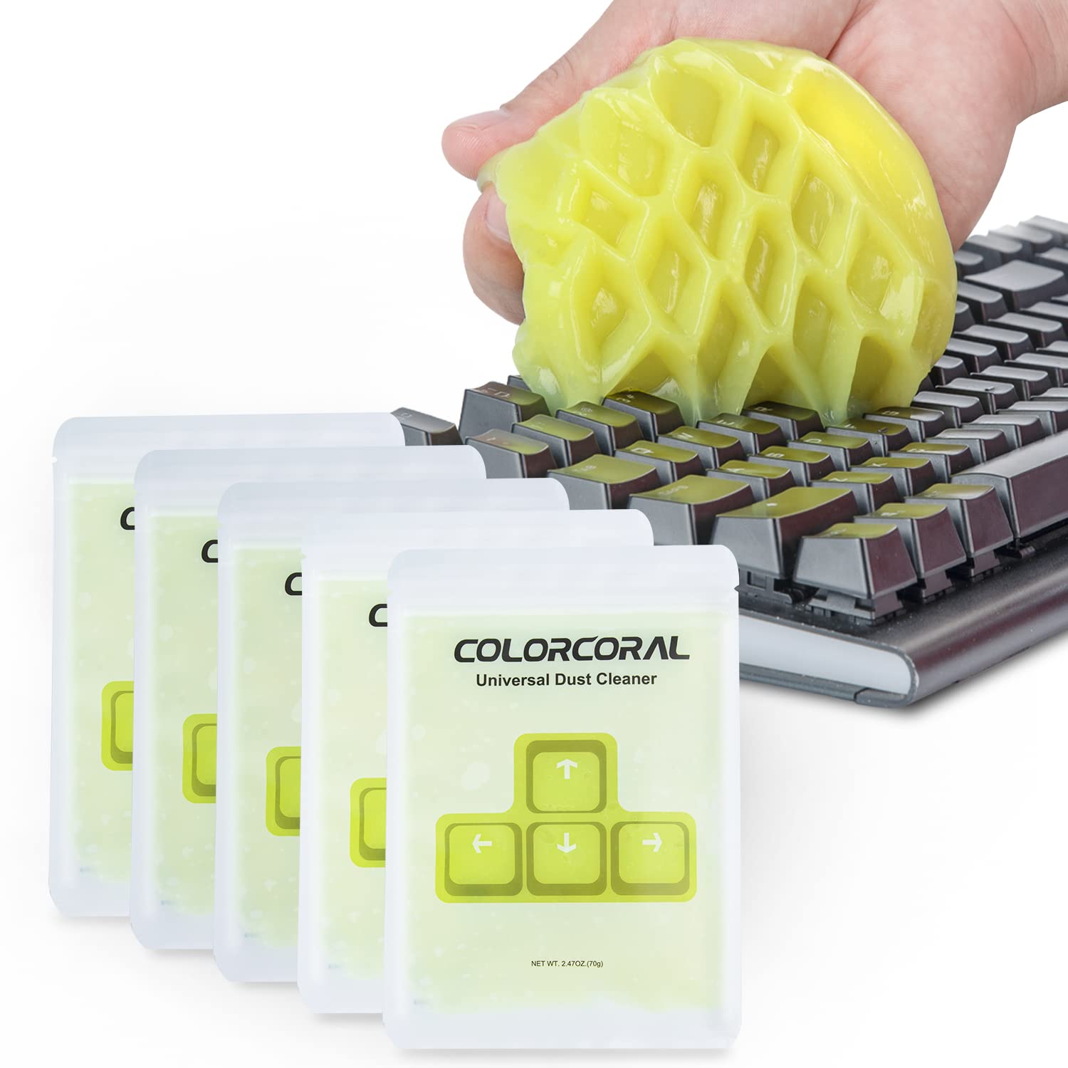ColorCoral Keyboard Cleaner Cleaning Gel Car Laptop Cleaner Keyboard Cleaning Dust Cleaner for Clean Keyboard PC Tablet Computer Car Air Vents(Yellow 5Pack)