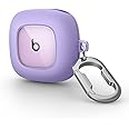SURITCH for Beats Fit Pro Case Cover Protector, Shock-Absorbing Protective TPU Shell for Beats Fit Pro Charging Case 2021 Earbuds Secure Locking System with Anti-Lost Keychain, Stone Purple