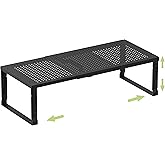 Zilvando Heavy-Duty Adjustable Metal Shelf Organizer - Expandable &amp; Stackable Pantry Storage Rack for Kitchen, Bathroom, RV, Cabinets(1 Pack/Black, Medium)