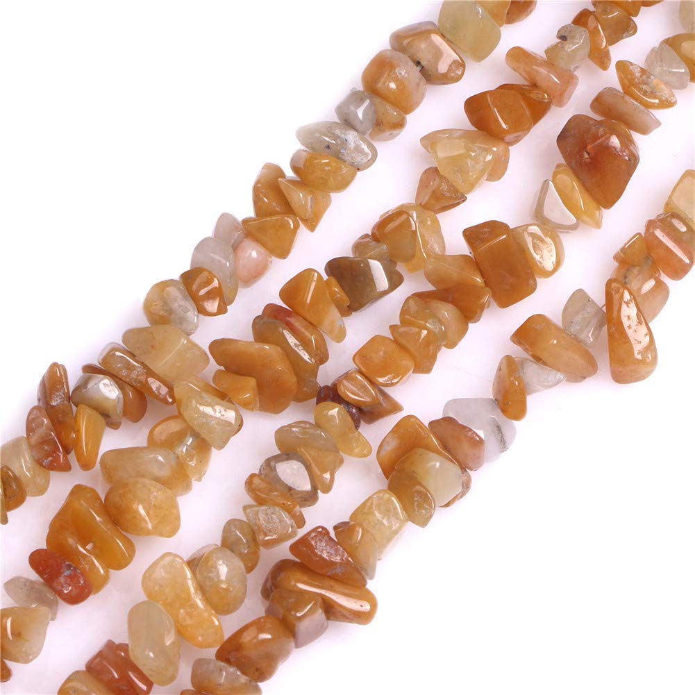 GEM-Inside Yellow Jade Chips 5-8mm Gemstone Semi Precious for Jewellery Making 34" per Strand — image 1