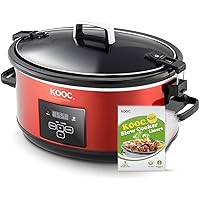 [NEW] KOOC Programmable Slow Cooker 7-Quart, Larger than 6 Quart, Digital Timer, Free Liners for Easy Clean, Portable…