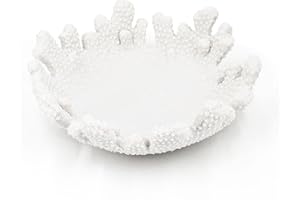 Accessoryway White Coral Textured Decorative Bowl,9.45" Medium Resin Decorative Centerpiece Bowl for Coastal Beach theme house table centerpiece decorations & Nautical decorations for coffee table