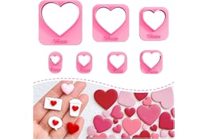 Keoker Heart Clay Cutter, Valentines Polymer Clay Cutters for Earrings Making, Heart Shape Polymer Clay Cutter, 7 Size Polymer Clay Cutters Hearts.