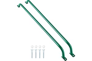 Lounsweer 2 Pcs Playground Accessories Metal Green Safety Handles Playhouse Ladder Handle Long Green Grab Handle Bars for Treehouse, Jungle Gym, Rock Climbing Wall, Playground (39 Inch)