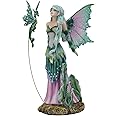 Ebros Amy Brown Discovery Enchanted Elf Fairy FAE Damsel with Green Pixie Dragon Statue 8" Tall Fantasy Mythical Faery Garden Magic Collectible Figurine Fairies Pixies Nymphs Decor