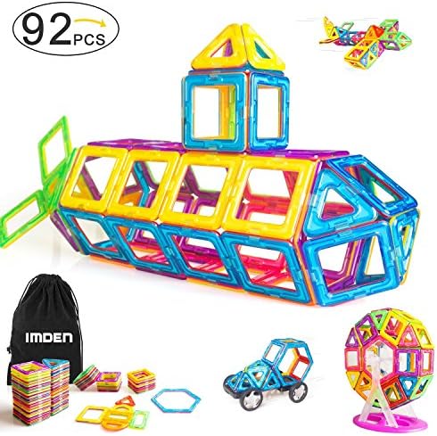 IMDEN Magnetic Blocks, Magnetic Building Set, Magnetic Tiles, Educational Toys for Baby/Kids, 92 Piece