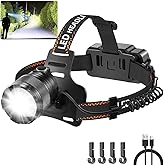 Staaricc Super Bright Aluminum Headlamp, Rechargeable Headlamp High Lumen, 90° Adjustable Focus Head Lights for Forehead, Head Lamps LED Rechargeable, Waterproof Headlamps for Adults Camping Hard Hat