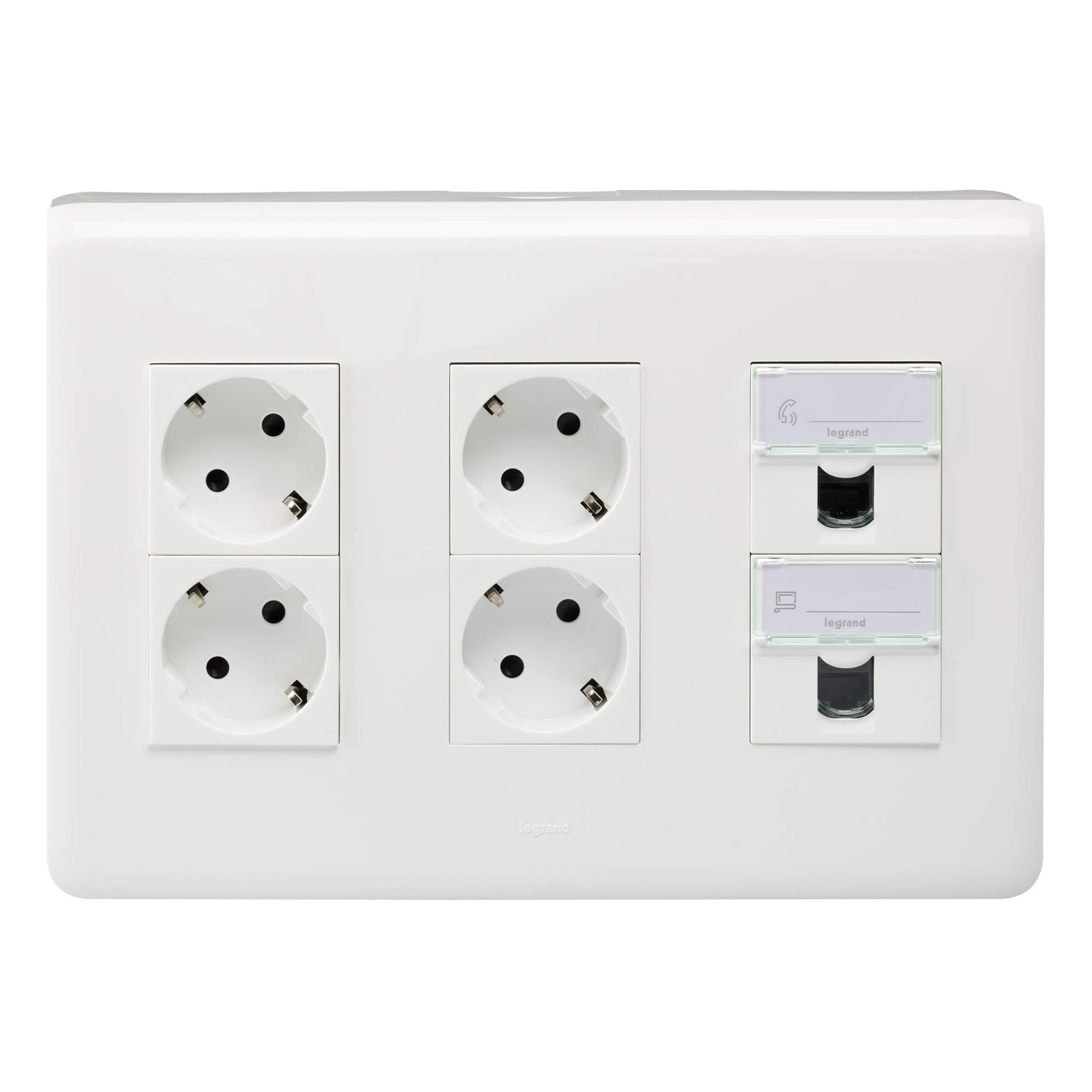 Toma Wall Multiple, Plug Wall Multiple, Schuko, Connector RJ45, LEGRAND