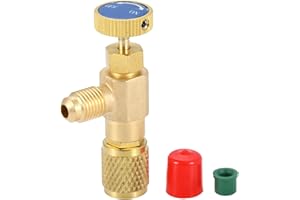 R12 R22 Refrigerant Charging Valve, 1/4“ Male to 1/4” Female Safety Adapter Flow Control Ball Valve for R12 R22 Air Condition