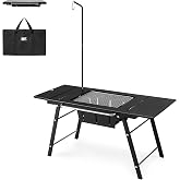 Naturehike Portable IGT Table with Charcoal Grill, Folding Camping Table and BBQ Grill with Desk Extension &amp; Lantern Stand, Perfect for Outdoor Barbecue Camping Cooking Travel Picnic