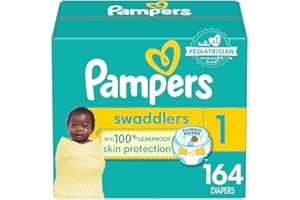Pampers Swaddlers Diapers - Size 1, 164 Count, Ultra Soft Disposable Baby Diapers