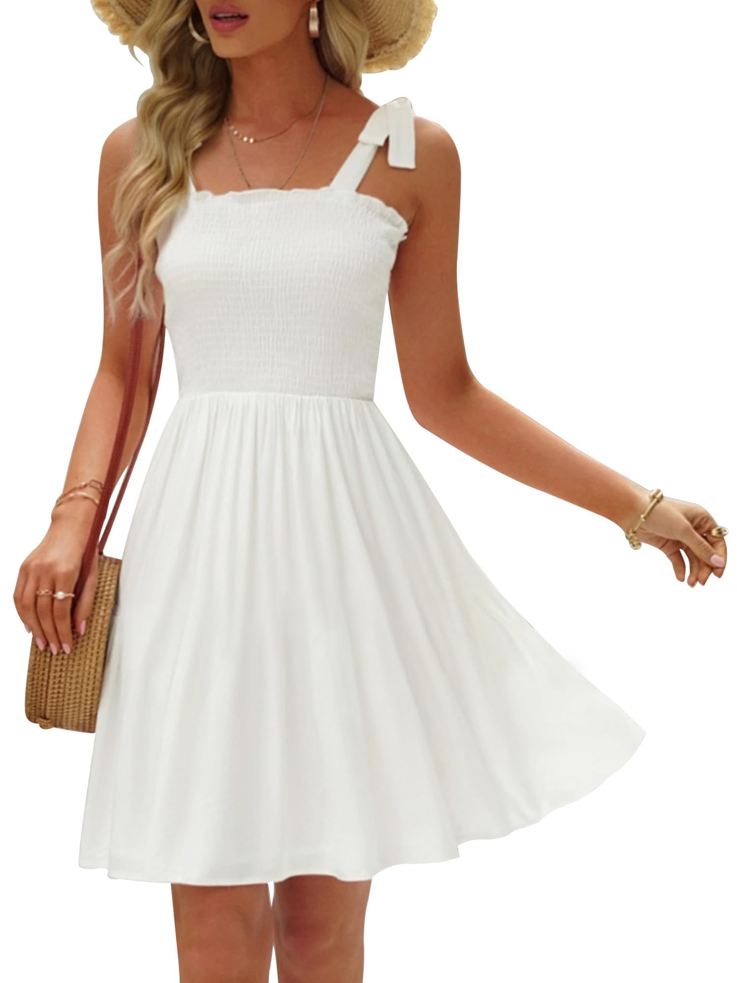 Photo 1 of Ailsi Women White Graduation Dress 2025 Summer Sun Dresses Teen Casual Bridal Beach Flowy Sundresses