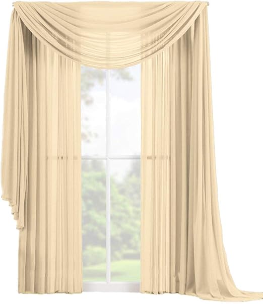 Amazon Com Decotex 3 Piece Elegant Sheer Voile Window Curtain