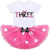 Kids Girls 3rd Birthday Outfit Cake Smash Shirt with Polka Dots Tutu Skirt Photo Shoot Clothes Set