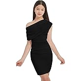 EXARUS Girls Bodycon Dress Tween Short Spaghetti Strap/Cowl Neck/One Shoulder Formal Party Dance Mini Tight Cute Dresses