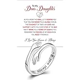 DIOWUS To My Daughter Hug Ring For Hope Rings, Inspirational Stainless Steel Engarved With Always With You Message Adjustable Ring for Women Non Tarnish Jewelry Gift for Her Birthday Christmas