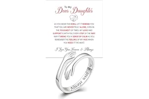 DIOWUS To My Daughter Hug Ring For Hope Rings, Inspirational Stainless Steel Engarved With Always With You Message Adjustable Ring for Women Non Tarnish Jewelry Gift for Her Birthday Christmas