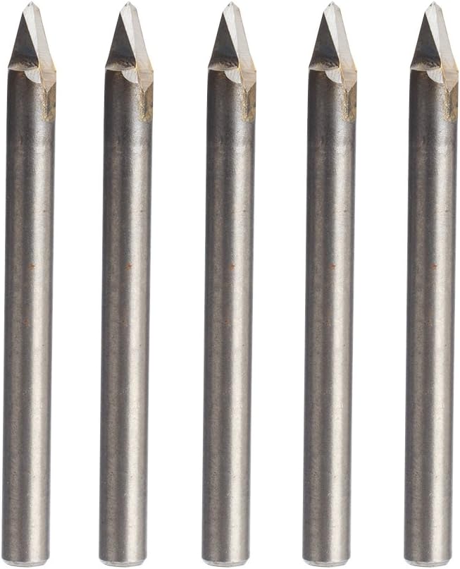 HUHAO 5PCS 30 Degree CNC Engraving Router Bit 3D Pyramid Stone Tile