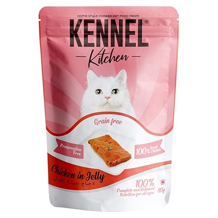 Kennel Kitchen Grain Free Wet Cat Food For Adults And Kittens Chicken In Jelly 12 Pouches 12 X 80 Gms Amazon In Pet Supplies