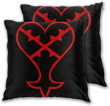 Amazon Co Jp Dahl ユニセックス ハートレスロゴ レッド キングダムハーツ 楽しい枕カバー X ブラック Dahl ホーム キッチン