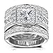 Hiyong Princess Cut Wedding Rings Set - Square Cluster CZ Enhancer Guard 3pcs Halo Bridal Bands Size 5-11