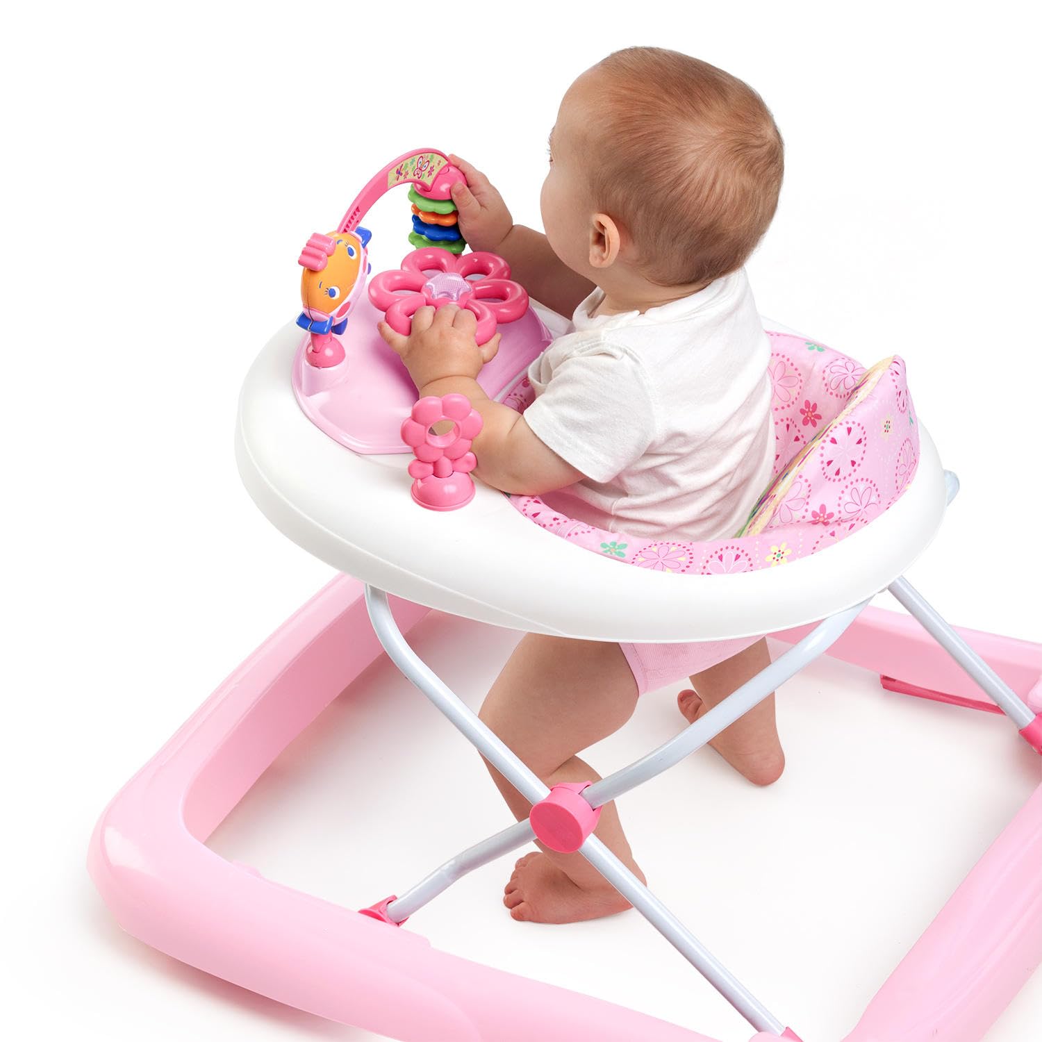 Bright Starts JuneBerry Walk-A-Bout Baby Walker and Entertainer, with Easy Fold Frame for Storage, Ages 6 Months +