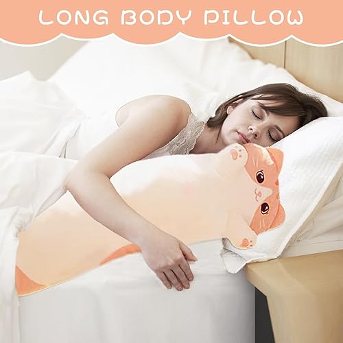 GHTMONY Cat Stuffed Animal Kids Body Pillow for Girls – Soft Cute