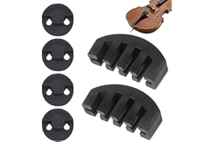 Violin Practice Mute Set, 6 Pieces, Black Rubber, 2 Claw Style and 4 Round Tourte Style