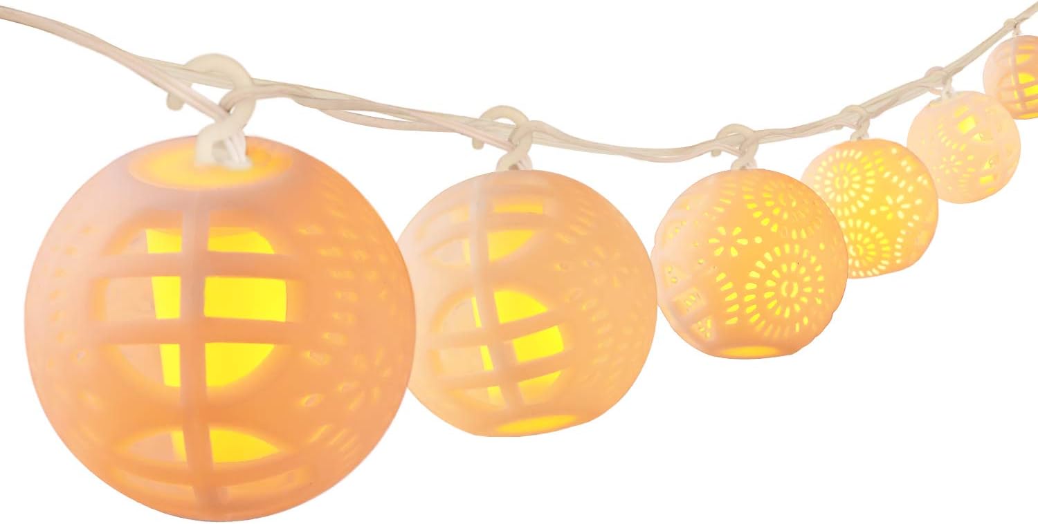 33ft Plug in Patio String Lights with 8 Flickering Flame