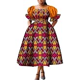 African Dresses for Women Puff Sleeve Ankara Fashion African Traditional Clothes for Dashiki Party Lady Evening Gowns