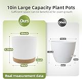 QCQHDU Plant Pot 25.4cm 2 Pack with Drainage Holes & Saucer White view 2