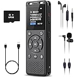 96GB Digital Voice Recorder One Click, HD Recording Easy Control Voice Recorder with Playback, Large Screen 7000 Hours Sound