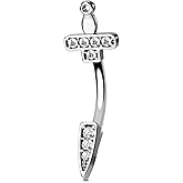 OUFER Rook Piercing Jewelry, 16G 316L Surgical Steel Daith Earrings, Dagger Rook Earrings, Clear CZ Eyebrow Rings, Curved Barbell, Conch Piercing Jewlery