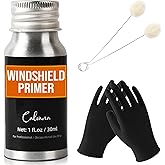 Calvana 1 fl.oz Windshield Primer, Urethane Primer for Automotive, Promotes Adhesion of Polyurethane Sealants, UV Resistant, Fast Drying, with 1 Pair Gloves, 2 Applicator Sticks, Black