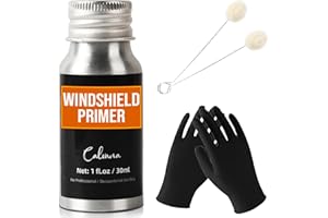 Calvana 1 fl.oz Windshield Primer, Urethane Primer for Automotive, Promotes Adhesion of Polyurethane Sealants, UV Resistant, Fast Drying, with 1 Pair Gloves, 2 Applicator Sticks, Black