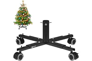 Tree Nest Christmas Tree Stand Base with Wheels Movable Christmas Fake Tree Holder for 6ft Artificial Tree Plant Taxi no Christmas Tree Collar or Tree Skirt Needed (Black)