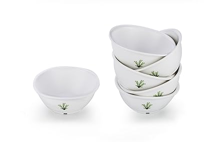 Signoraware Bamboo Plastic Serving Bowl Set, 220ml, Set of 6, White