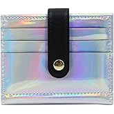 RARITYUS Women Shiny Wallet Holographic Bifold Leather Small Card Holder Coin Change Wallet Clutch Purse