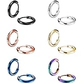 316L Surgical Stainless Steel Small Hoop Earrings 8mm 10mm 12mm 14mm Hypoallergenic Huggie Hoop Earrings Helix Lobes Hinged Sleeper Earrings Cartilage Piercings