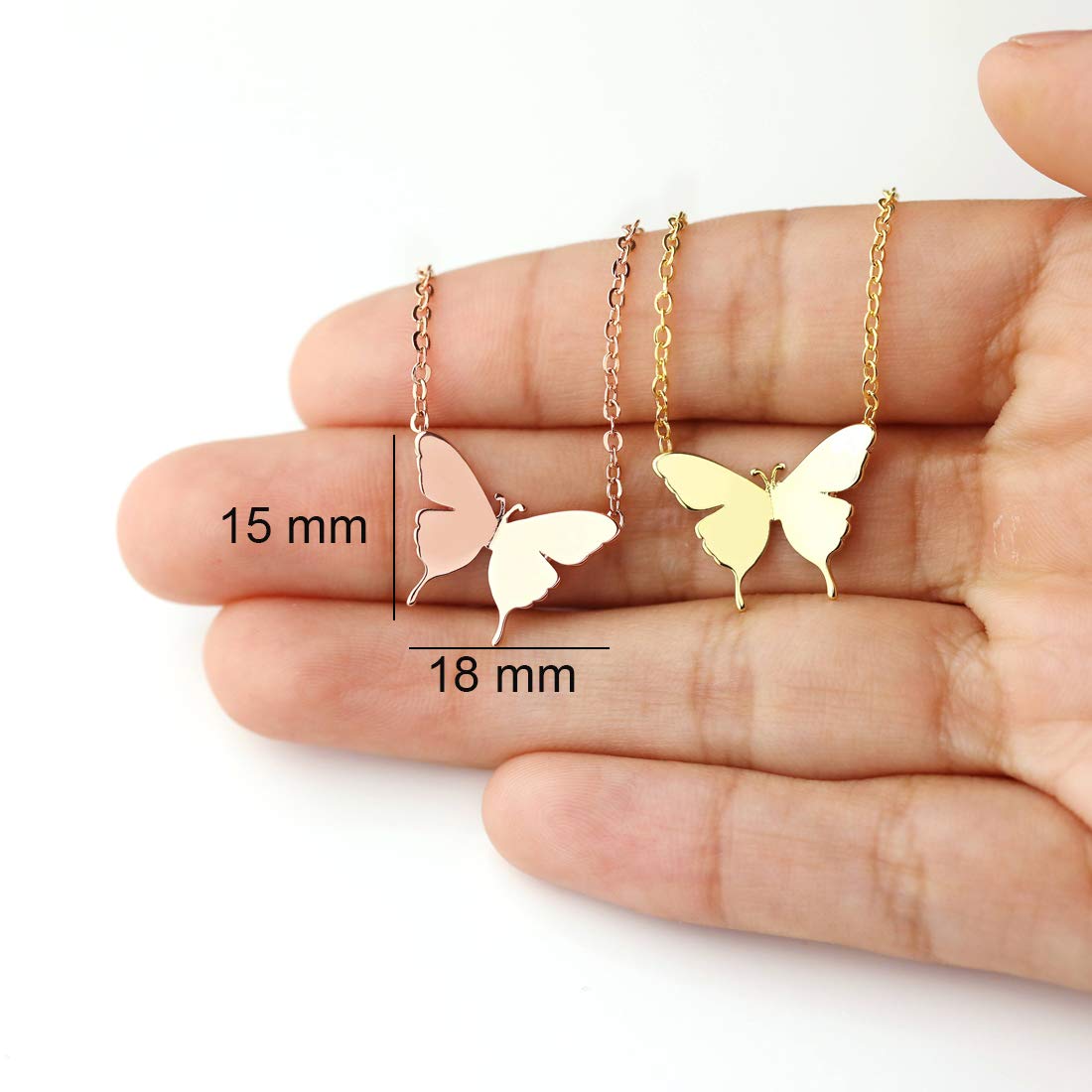 Mevecco Gold Dainty Butterfly Necklace 18k Gold Silver Rose Gold