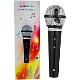 Sealhuan Microphone Toy for Kids - Plastic Pretend Prop Fake Microphone Toy for Halloween, Christmas, Cosplay, Birthday Party Favors, Costume Play (17cm, Black)