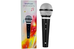 Sealhuan Microphone Toy for Kids - Plastic Pretend Prop Fake Microphone Toy for Halloween, Christmas, Cosplay, Birthday Party Favors, Costume Play (17cm, Black)