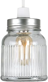 MiniSun Retro Style Brushed Chrome Glass Jar Pendant Light Shade view 1
