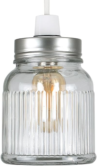 MiniSun Retro Style Brushed Chrome Glass Jar Pendant Light Shade