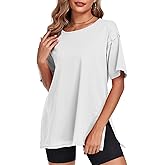 Womens Oversized T Shirts Short Sleeve Loose Maternity Shirt Pregnancy Tops Side Split Crewneck Tunic Tees
