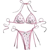 SOLY HUX Bikini Sets for Women Halter Triangle Tie Side Bikini Two Piece Bathing Suits Swimsuit