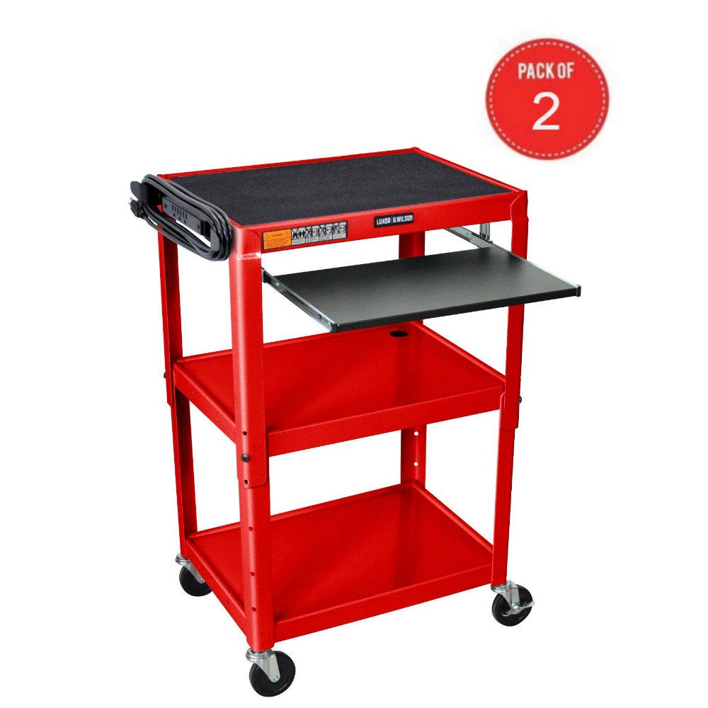 Luxor Rolling Multipurpose Height Adjustable Steel AV Utility Cart With Pullout Keyboard Tray Shelf Black: Industrial & Scientific