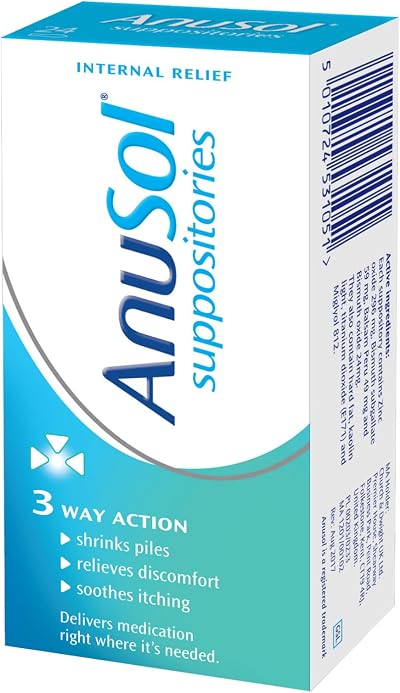 Anusol Suppositories – 24 Pack for Haemorrhoids & Related Conditions